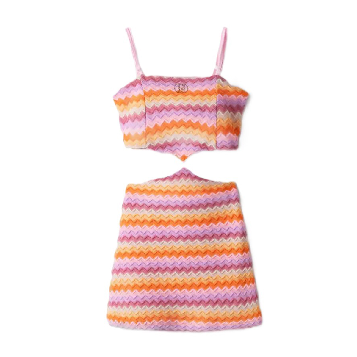 Φόρεμα με κοψίματα ΕΒΙΤΑ - ΠΟΛΥΧΡΩΜΟ