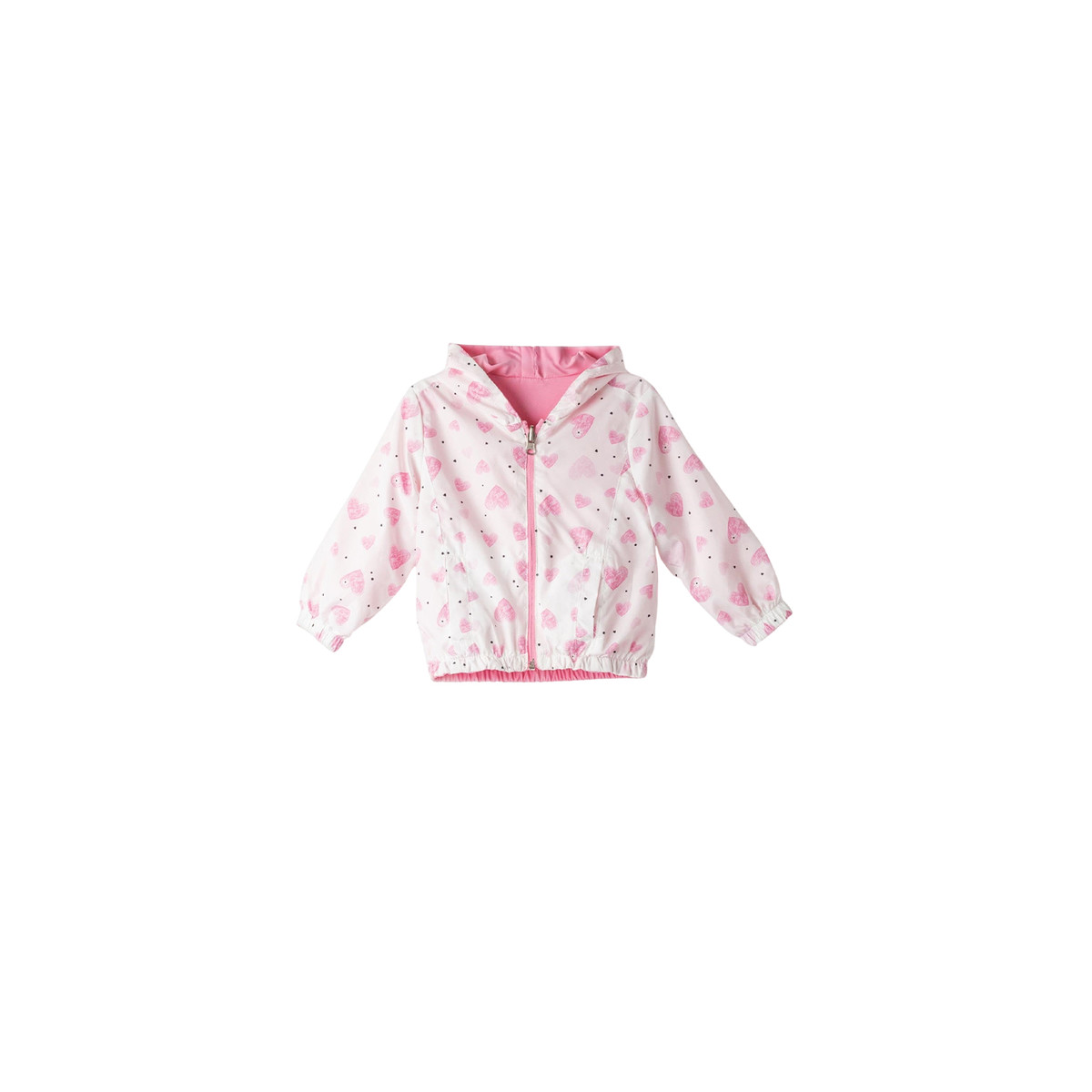 Παιδικό αντιανεμικό μπουφάν διπλής όψης ΕΒΙΤΑ κορίτσι - ΛΕΥΚΟ-ΡΟΖ