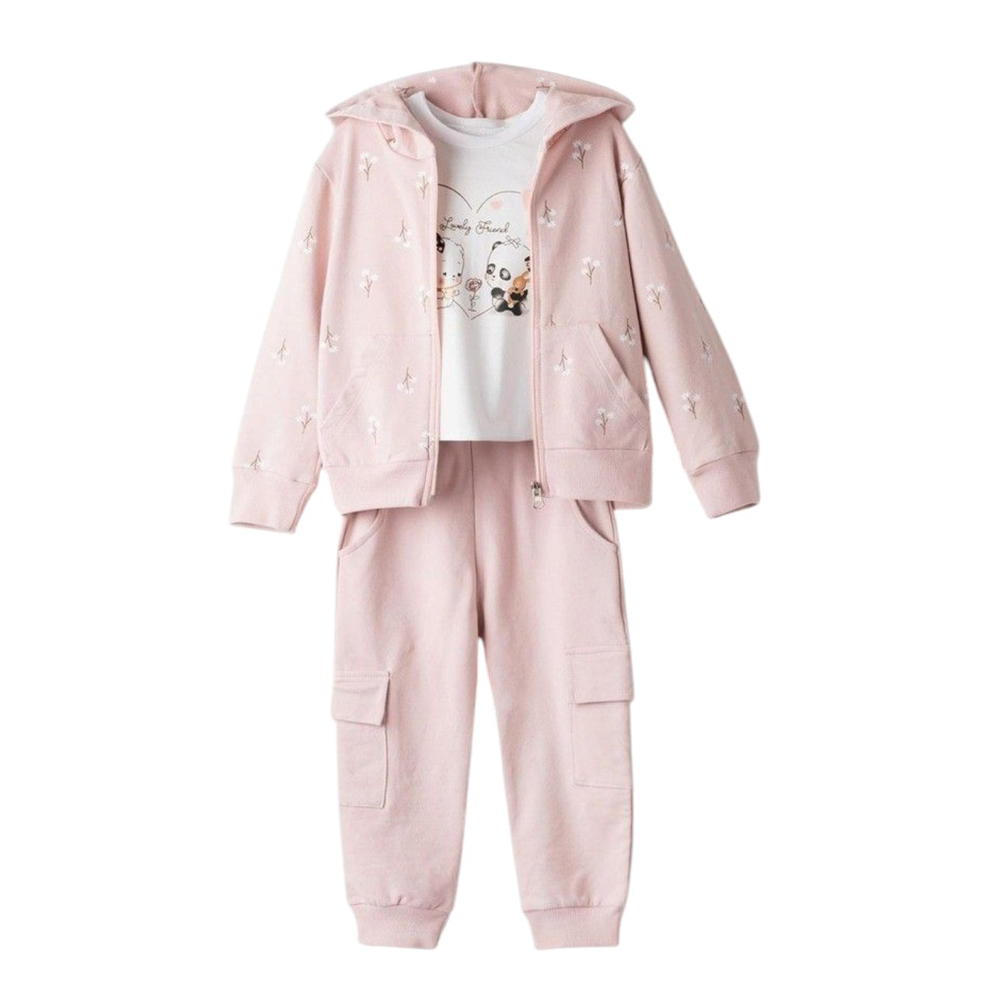 Παιδικό σετ με φόρμα 3 τμχ ΕΒΙΤΑ κορίτσι - ΡΟΖ