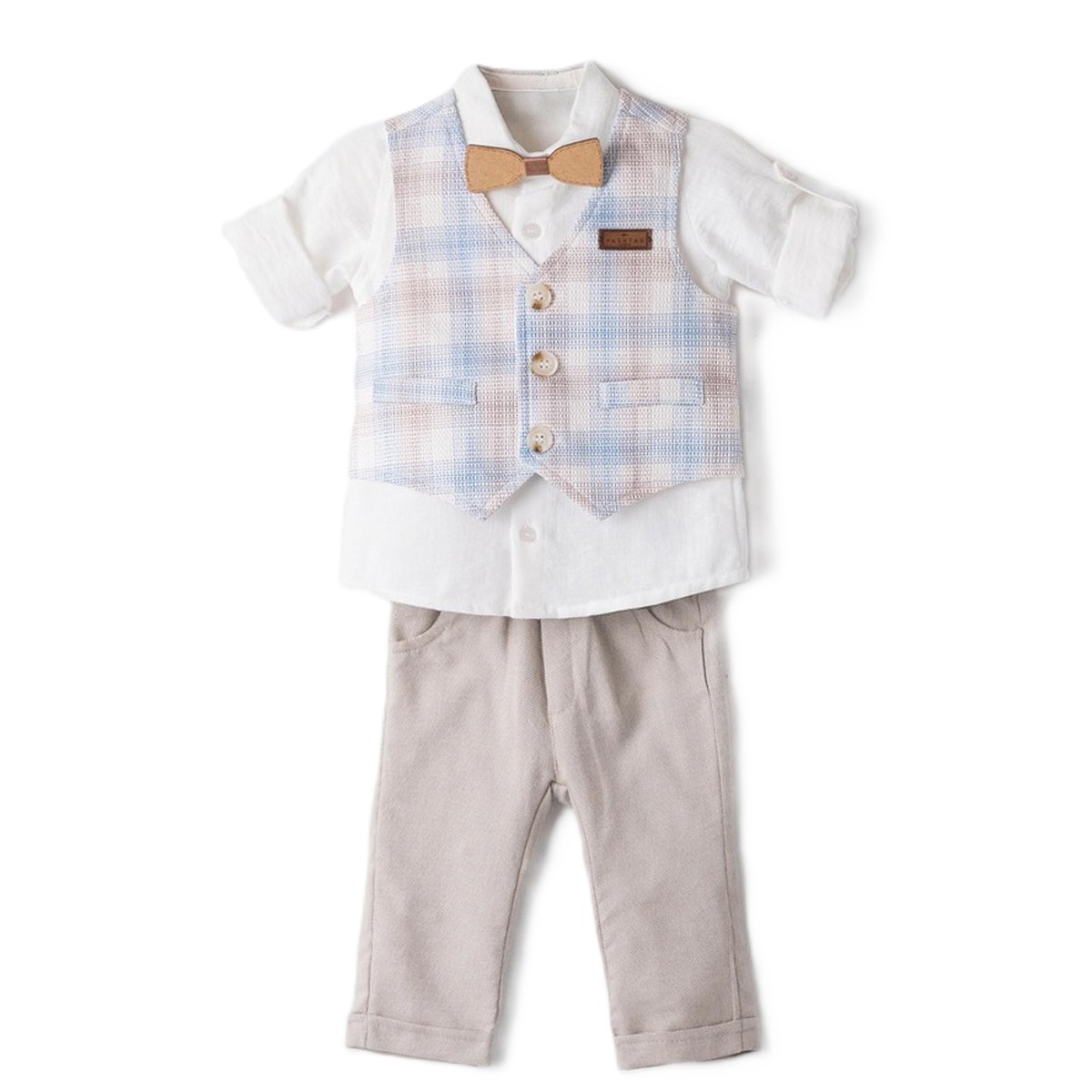 Βρεφικό σετ με παντελόνι 3 τμχ HASHTAG αγόρι - ΕΚΡΟΥ