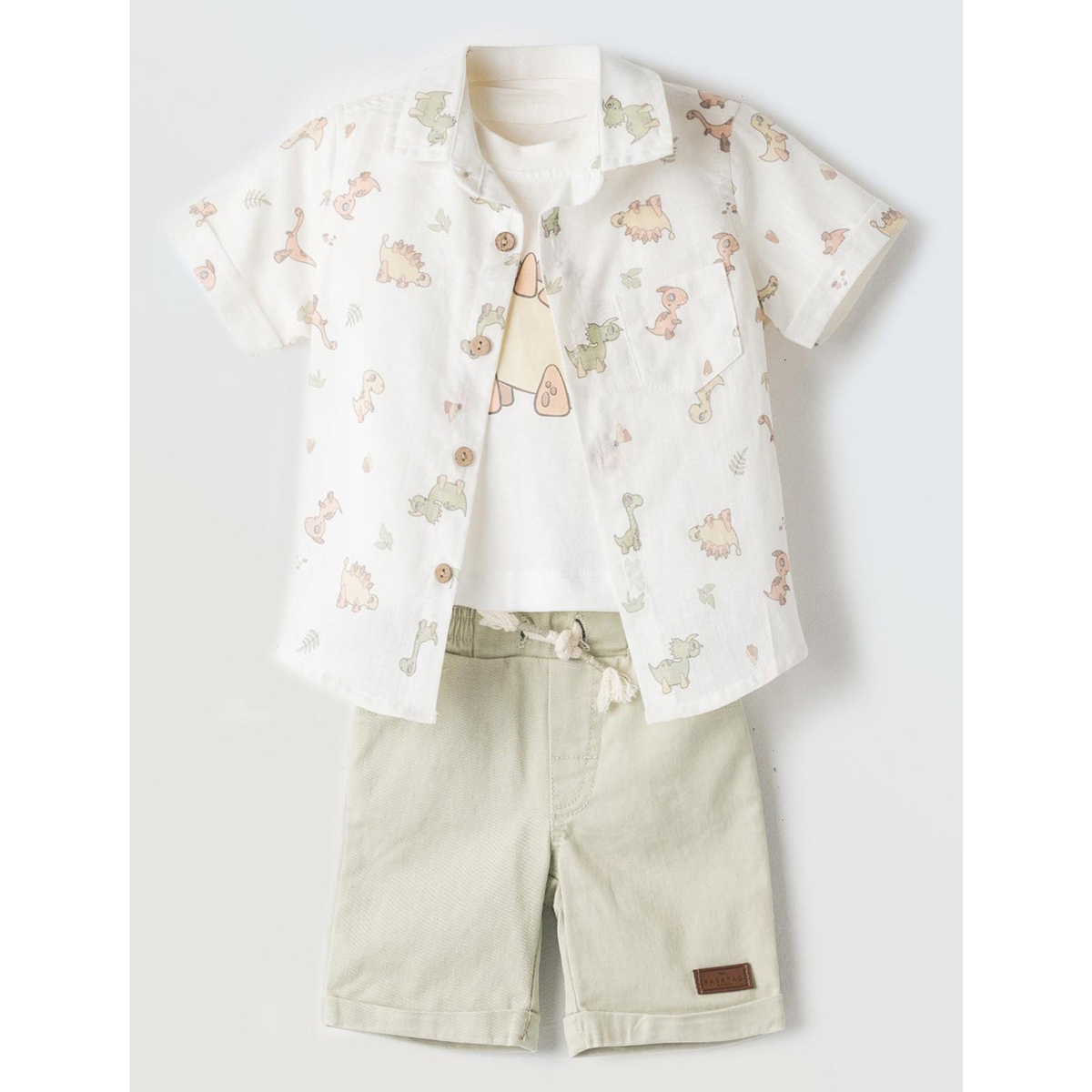 Βρεφικό σετ με βερμούδα 3 τμχ  HASHTAG αγόρι - ΕΚΡΟΥ