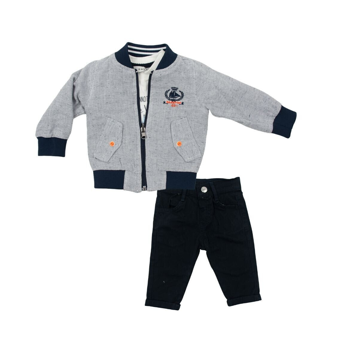 Βρεφικό σετ με παντελόνι 3 τμχ HASHTAG αγόρι - ΓΚΡΙ