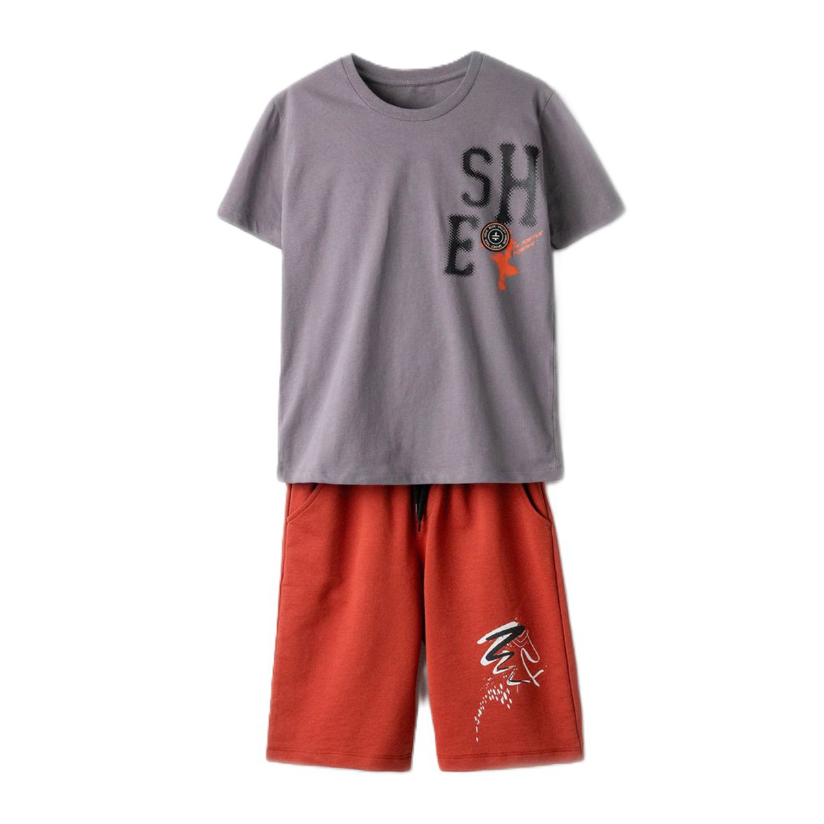 Σετ με μακό βερμούδα για αγόρι HASHTAG - ΑΝΘΡΑΚΙ
