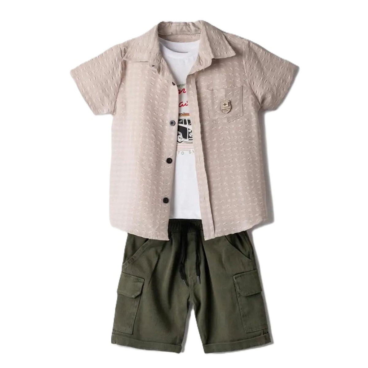 Παιδικό σετ με βερμούδα 3 τμχ HASHTAG αγόρι - ΜΠΕΖ