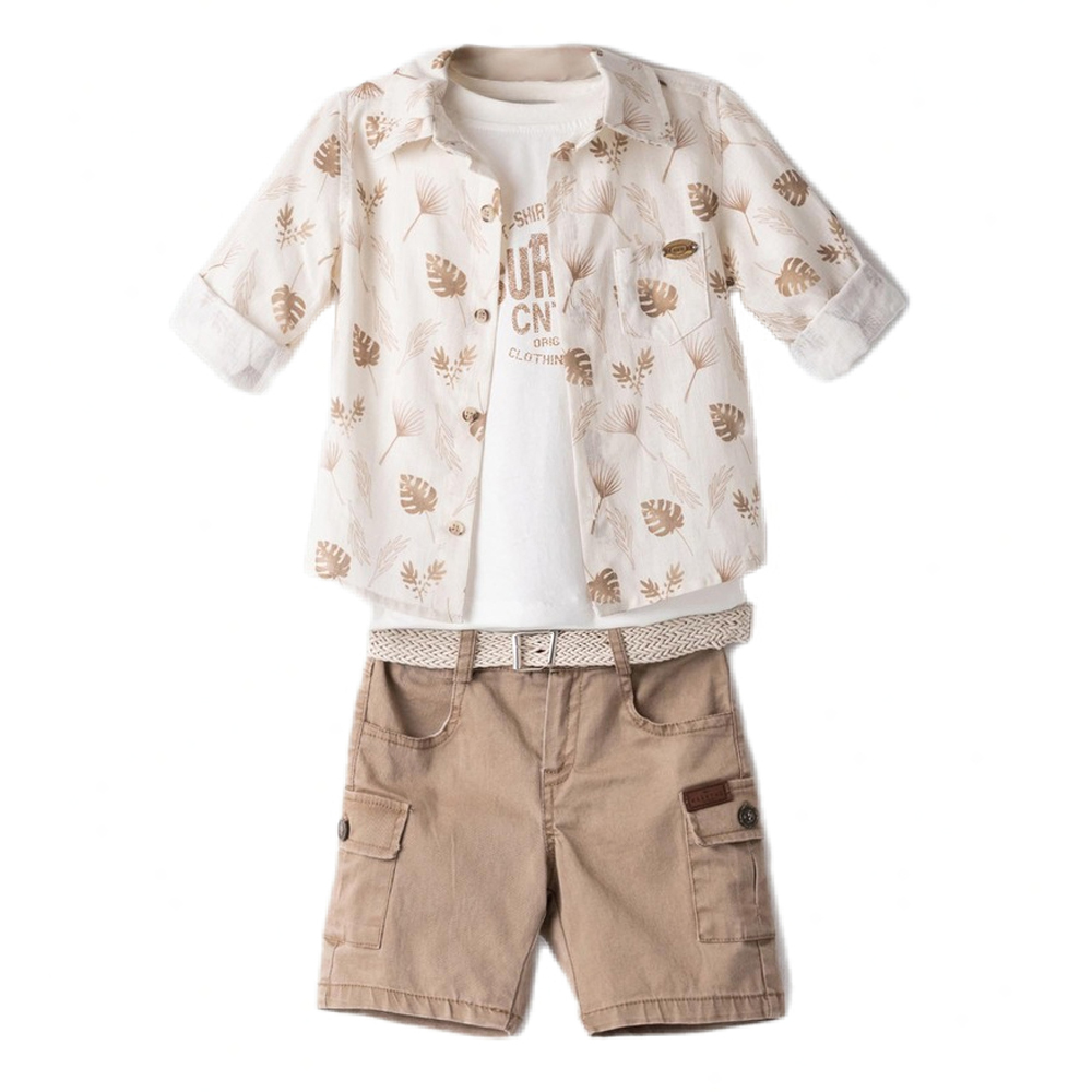 Παιδικό σετ με βερμούδα 3 τμχ HASHTAG αγόρι - ΜΠΕΖ