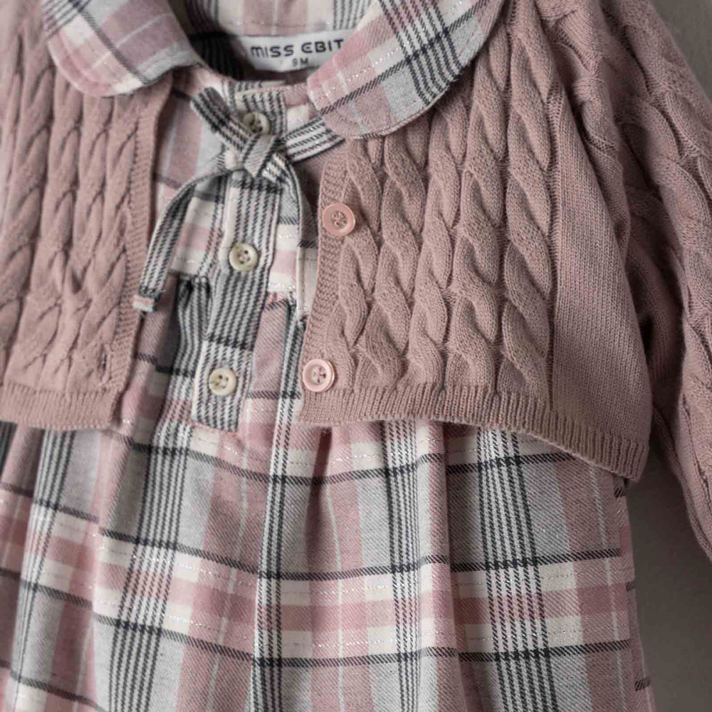 Βρεφικό καρό φόρεμα με ζακέτα ΕΒΙΤΑ κορίτσι - 2