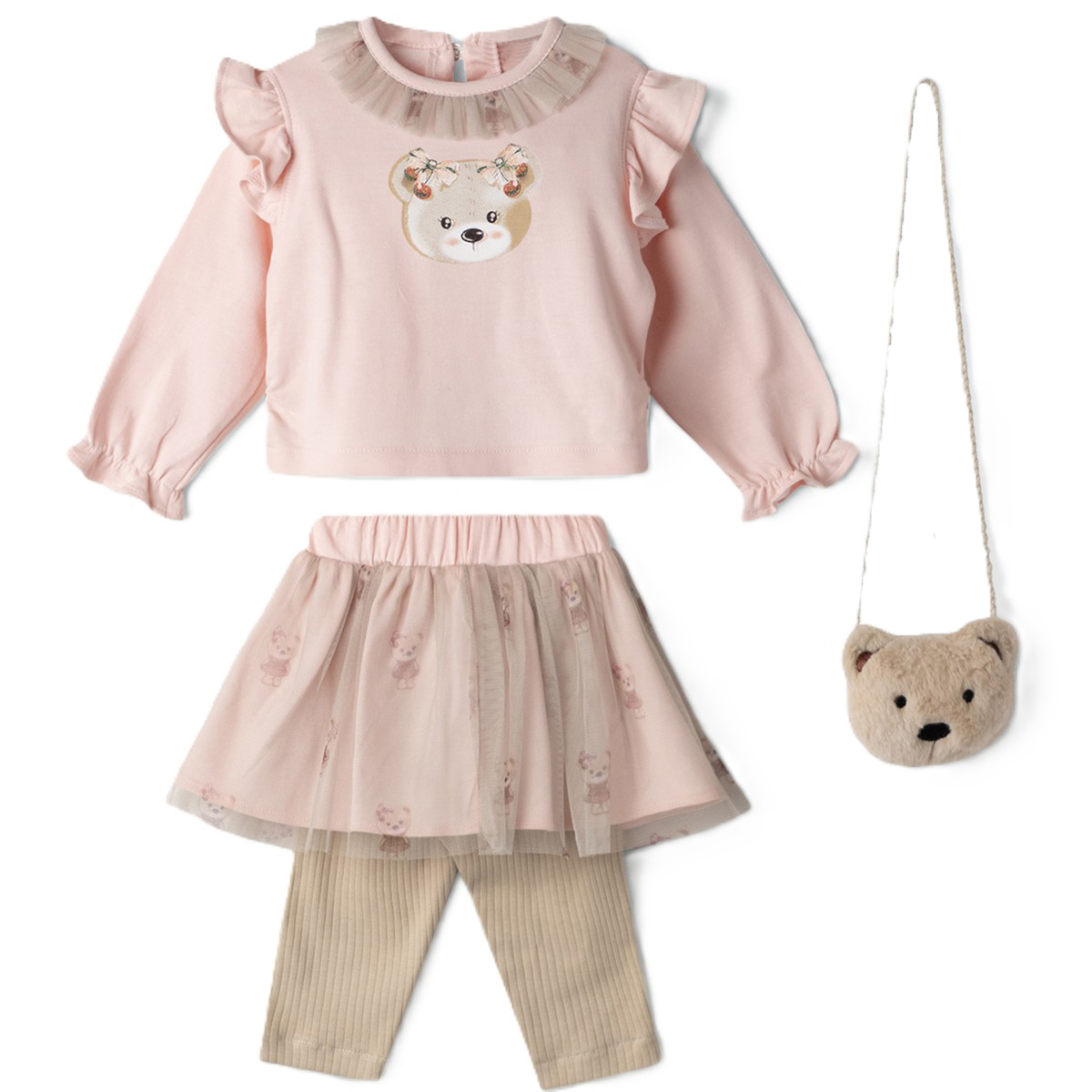 Βρεφικό σετ με κολάν 3 τμχ ΕΒΙΤΑ κορίτσι - ΣΑΠΙΟ ΜΗΛΟ