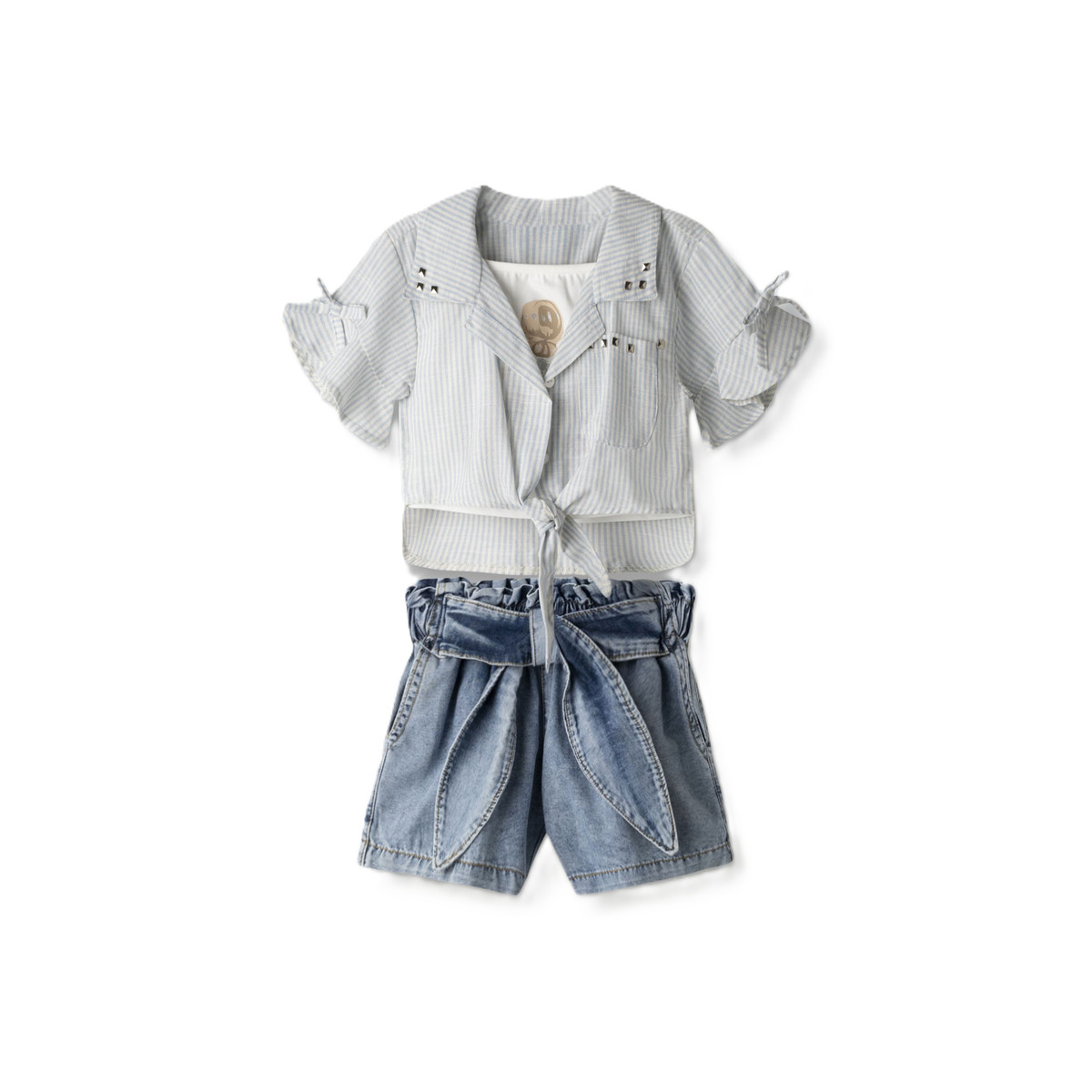 Σετ 3 τμχ με τζιν σόρτς ΕΒΙΤΑ - ΓΑΛΑΖΙΟ