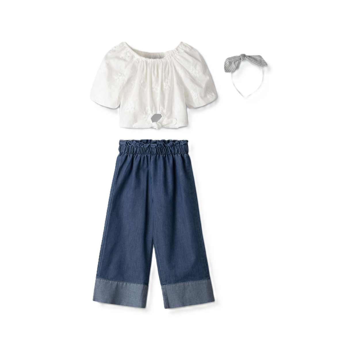 Παιδικό σετ με παντελόνι ΕΒΙΤΑ κορίτσι - ΛΕΥΚΟ-ΜΠΛΕ