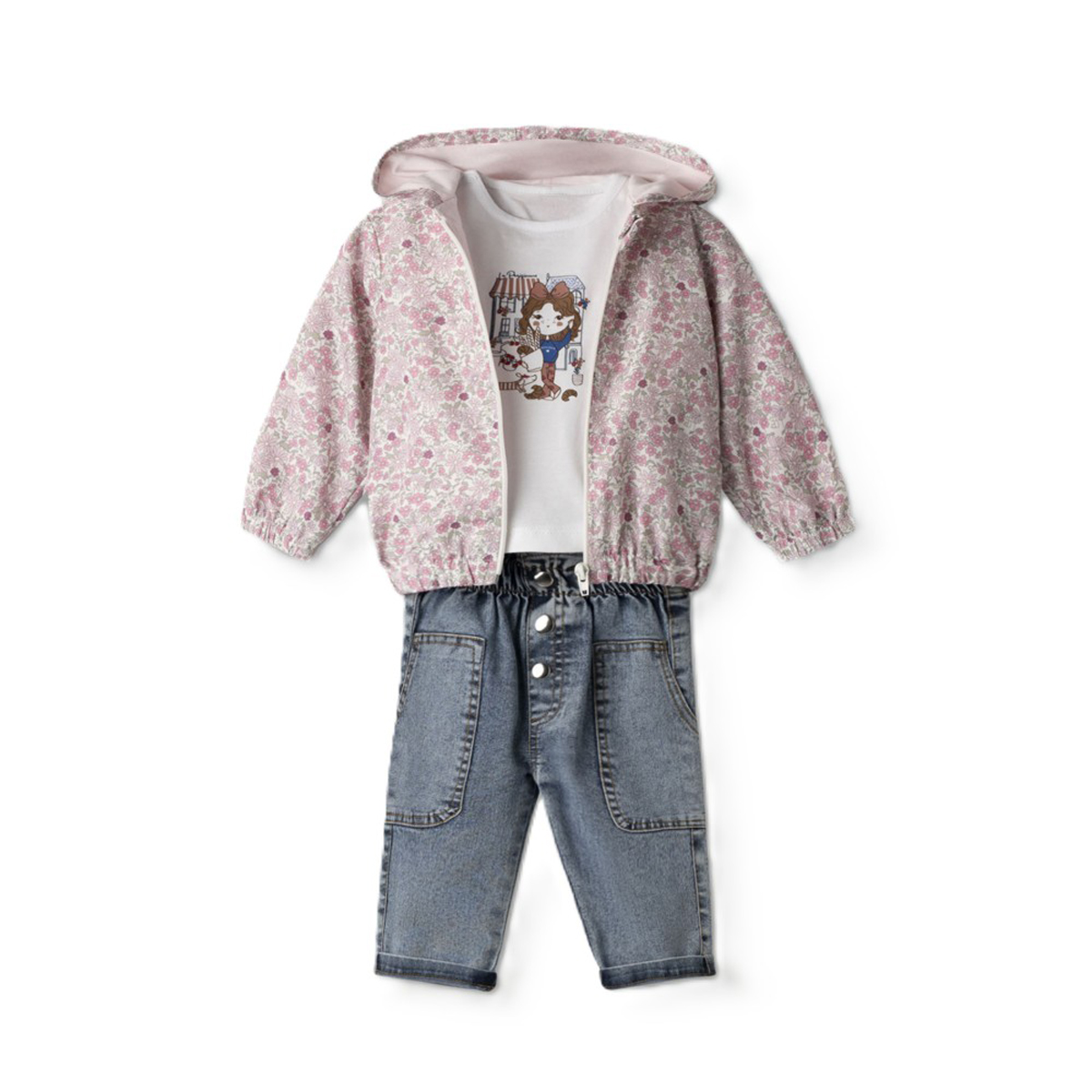 Βρεφικό σετ με παντελόνι 3 τμχ ΕΒΙΤΑ κορίτσι - ΡΟΖ