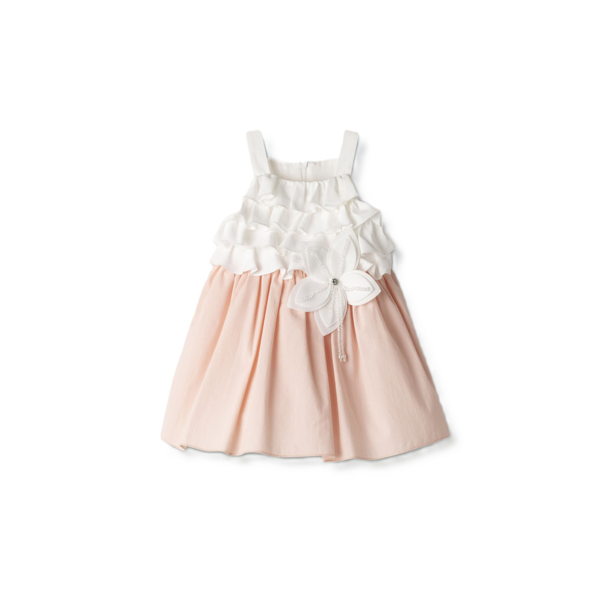Βρεφικό φόρεμα ΕΒΙΤΑ κορίτσι - ΛΕΥΚΟ-ΣΟΜΟΝ