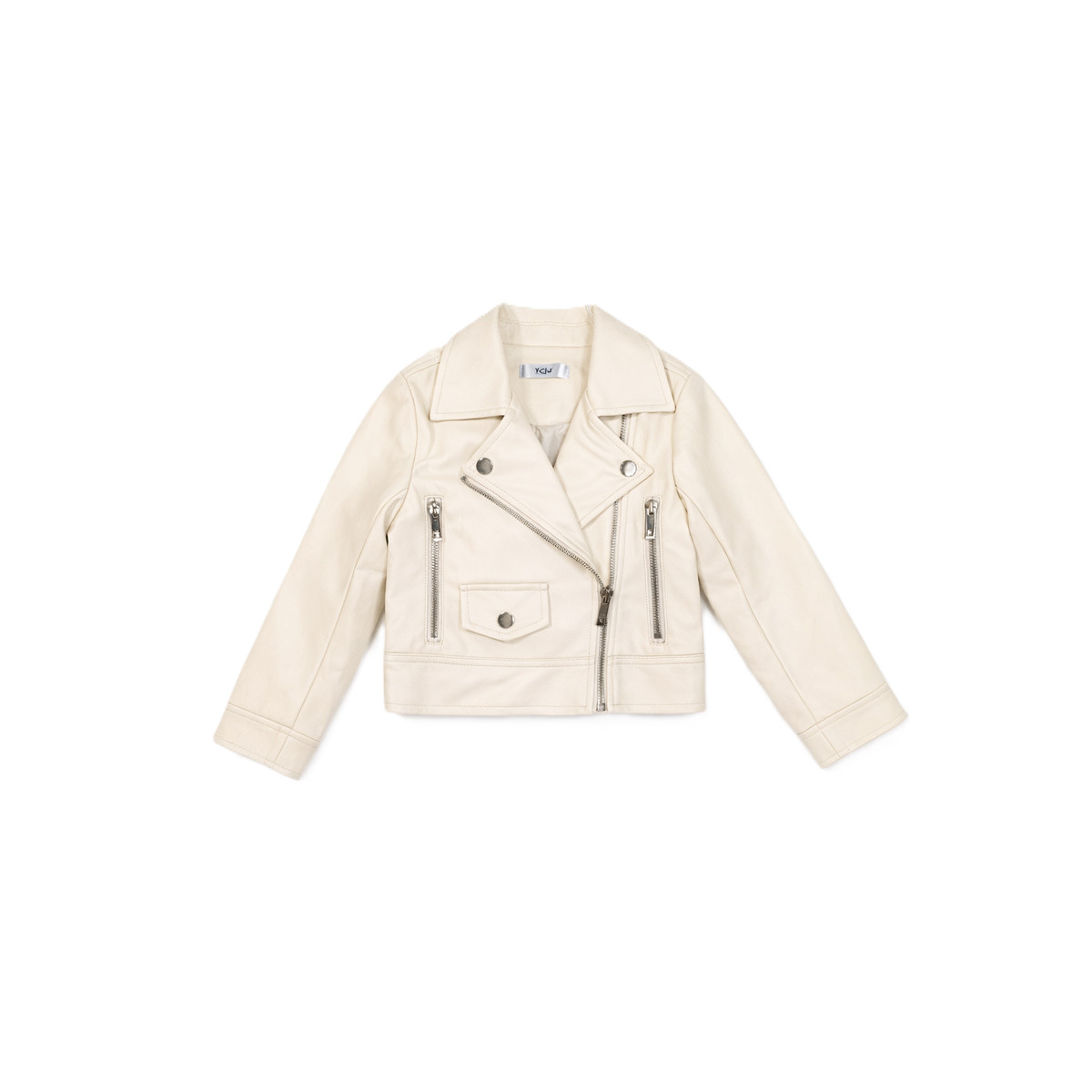 Παιδικό μπουφάν δερματίνη Y CLU κορίτσι - ΕΚΡΟΥ