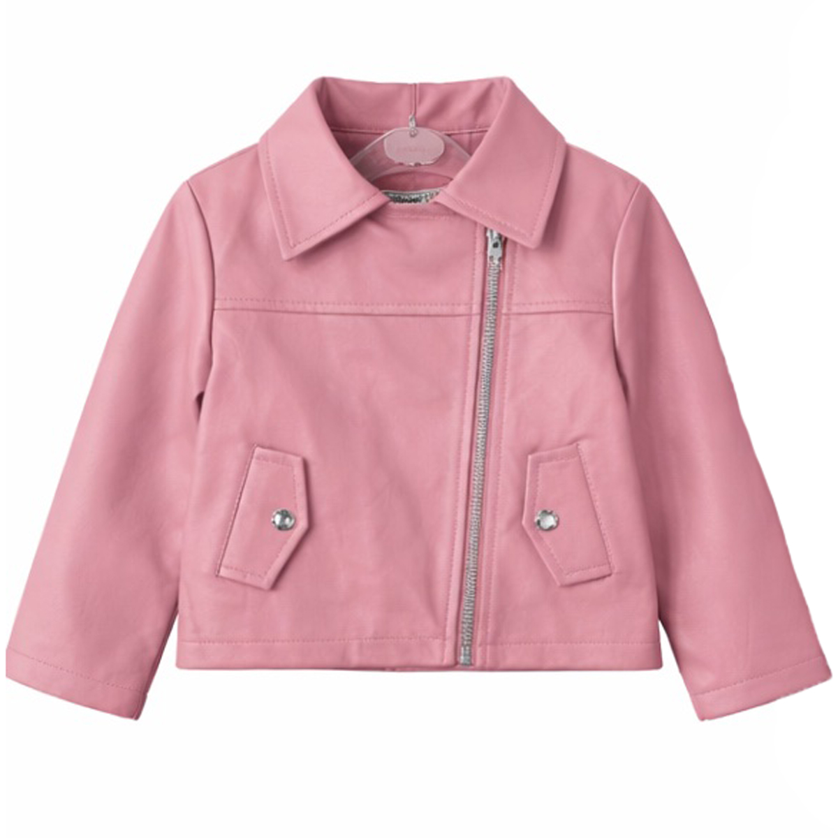 Παιδικό μπουφάν δερματίνη NEW COLLEGE κορίτσι - ΡΟΖ