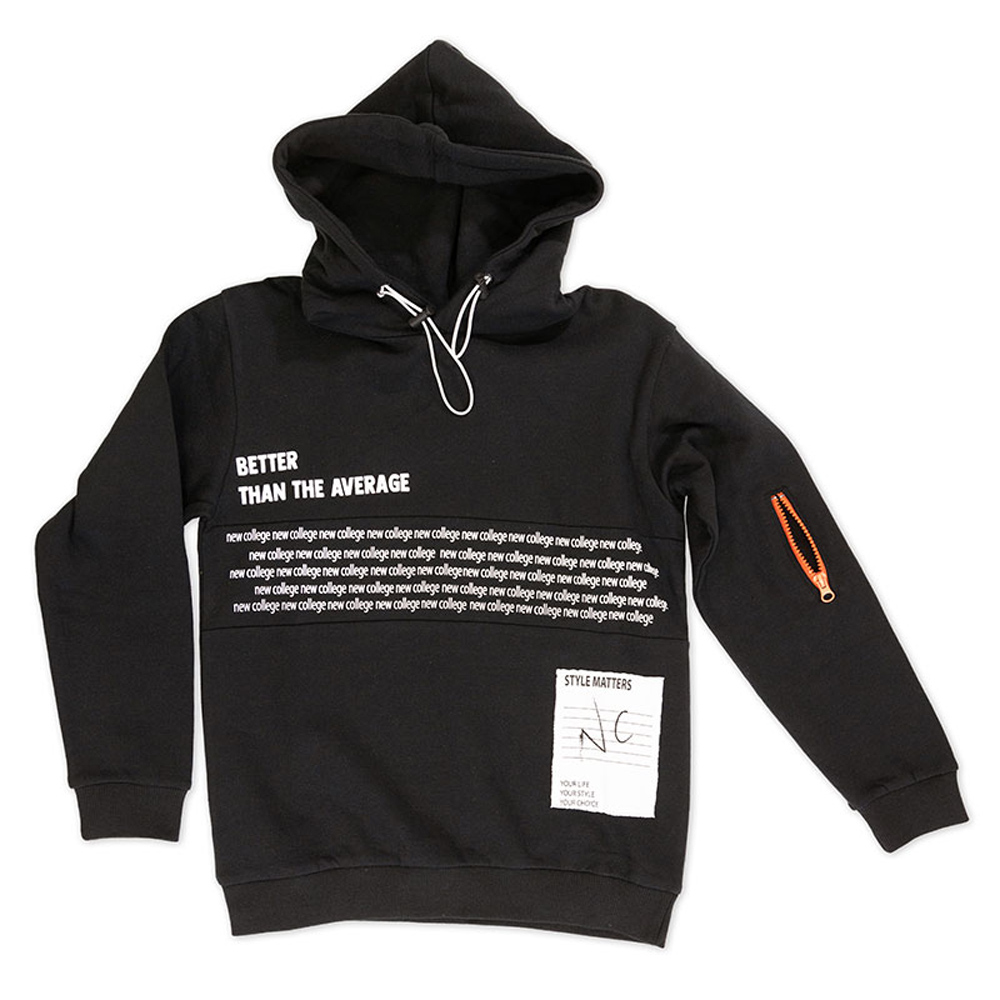 Μπλούζα φούτερ NEW COLLEGE - ΜΑΥΡΟ