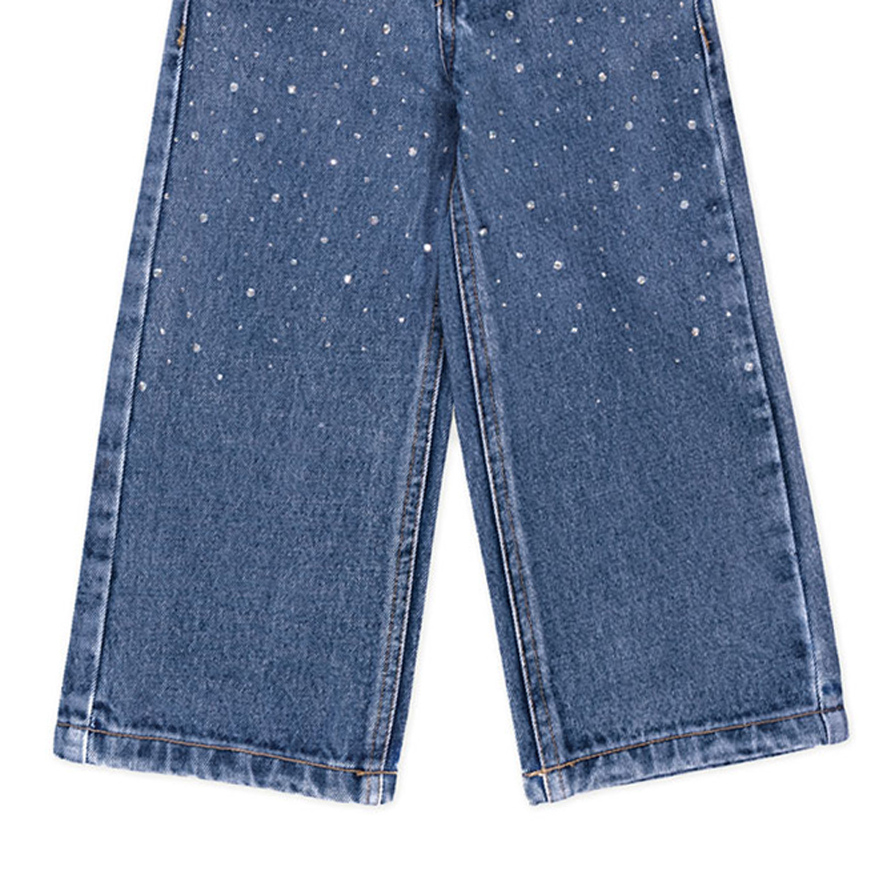 Παιδικό τζιν παντελόνι με στρας NEW COLLEGE κορίτσι - 3