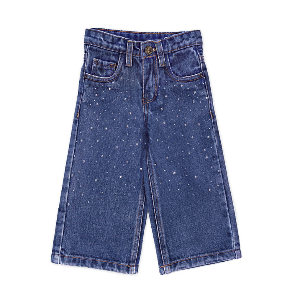 Παιδικό τζιν παντελόνι NEW COLLEGE κορίτσι - ΜΠΛΕ