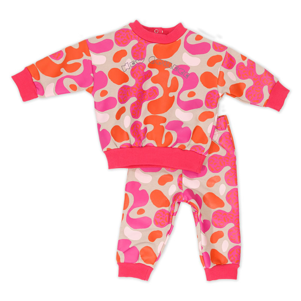 Βρεφικό σετ με φόρμα NEW COLLEGE κορίτσι - ΦΟΥΞΙΑ