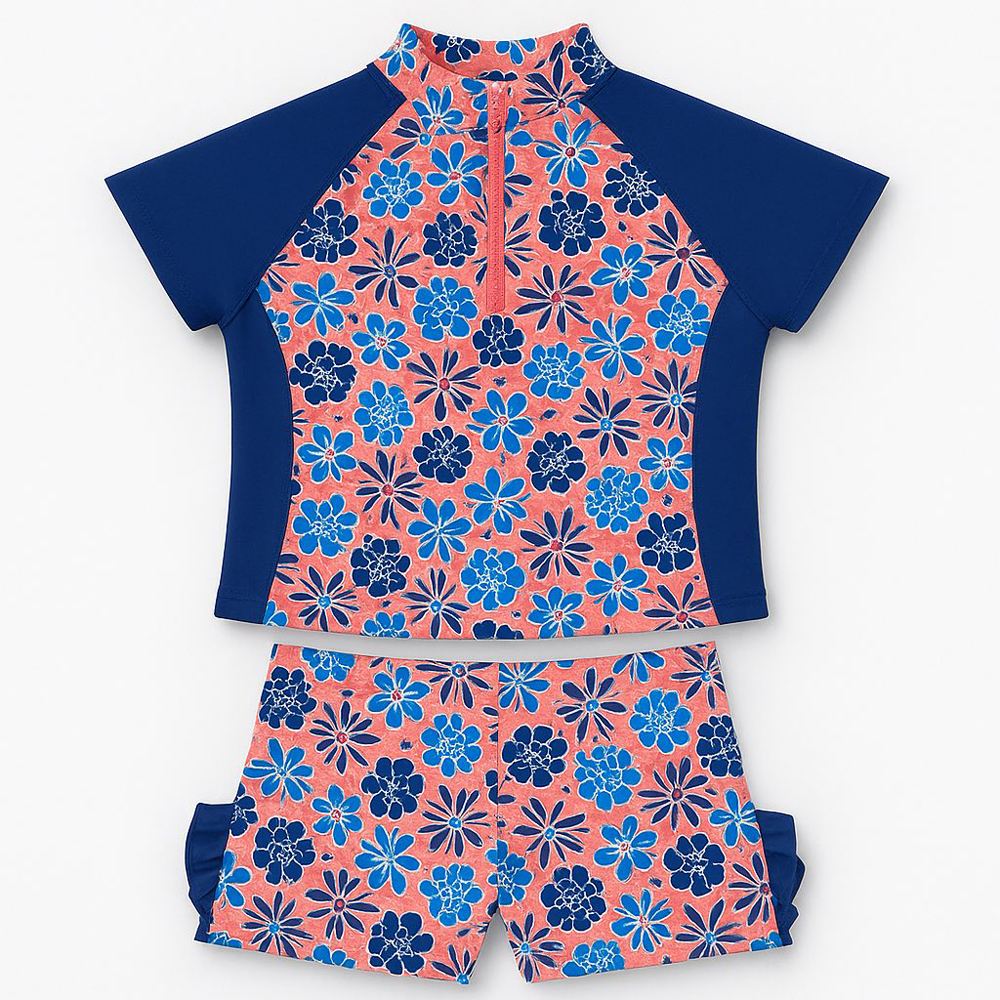 Βρεφικό σετ μαγιό με αντιηλιακή μπλούζα PLAYSHOES κορίτσι - ΡΟΖ