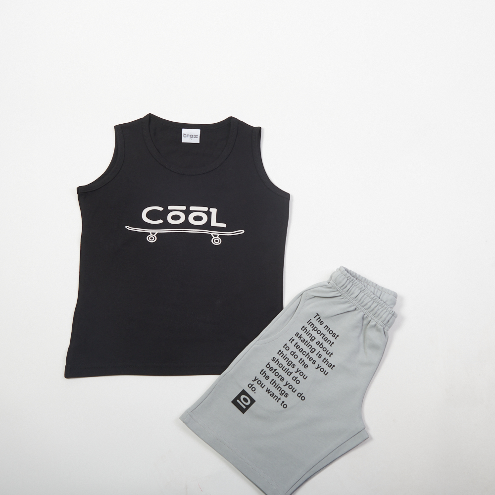 Παιδικό σετ με βερμούδα TRAX αγόρι - ΜΑΥΡΟ