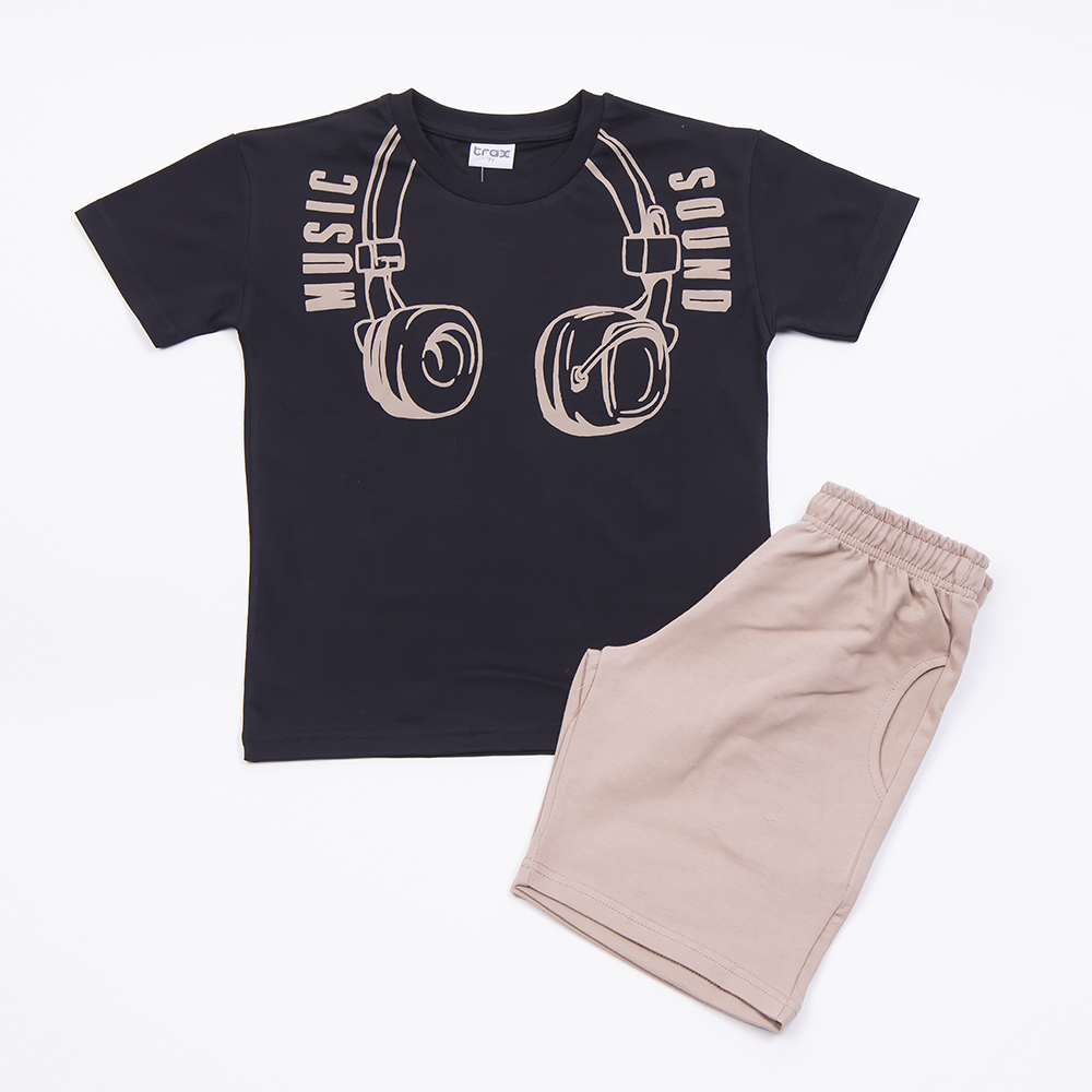 Παιδικό σετ με βερμούδα TRAX αγόρι - ΜΑΥΡΟ