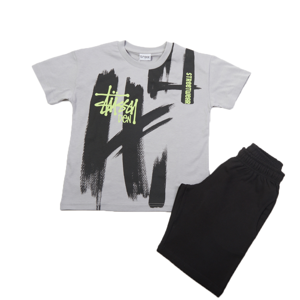 Παιδικό σετ με βερμούδα TRAX αγόρι - ΓΚΡΙ