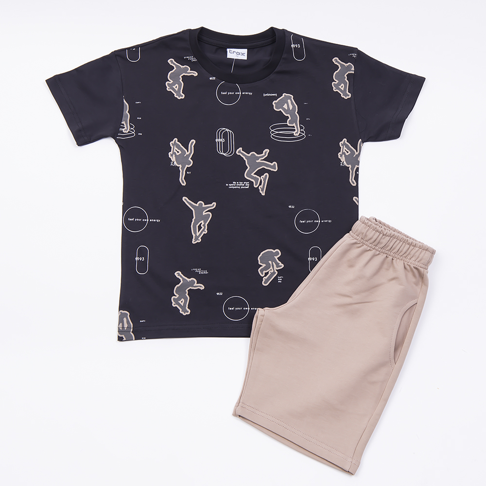 Παιδικό σετ με βερμούδα TRAX αγόρι - ΜΑΥΡΟ