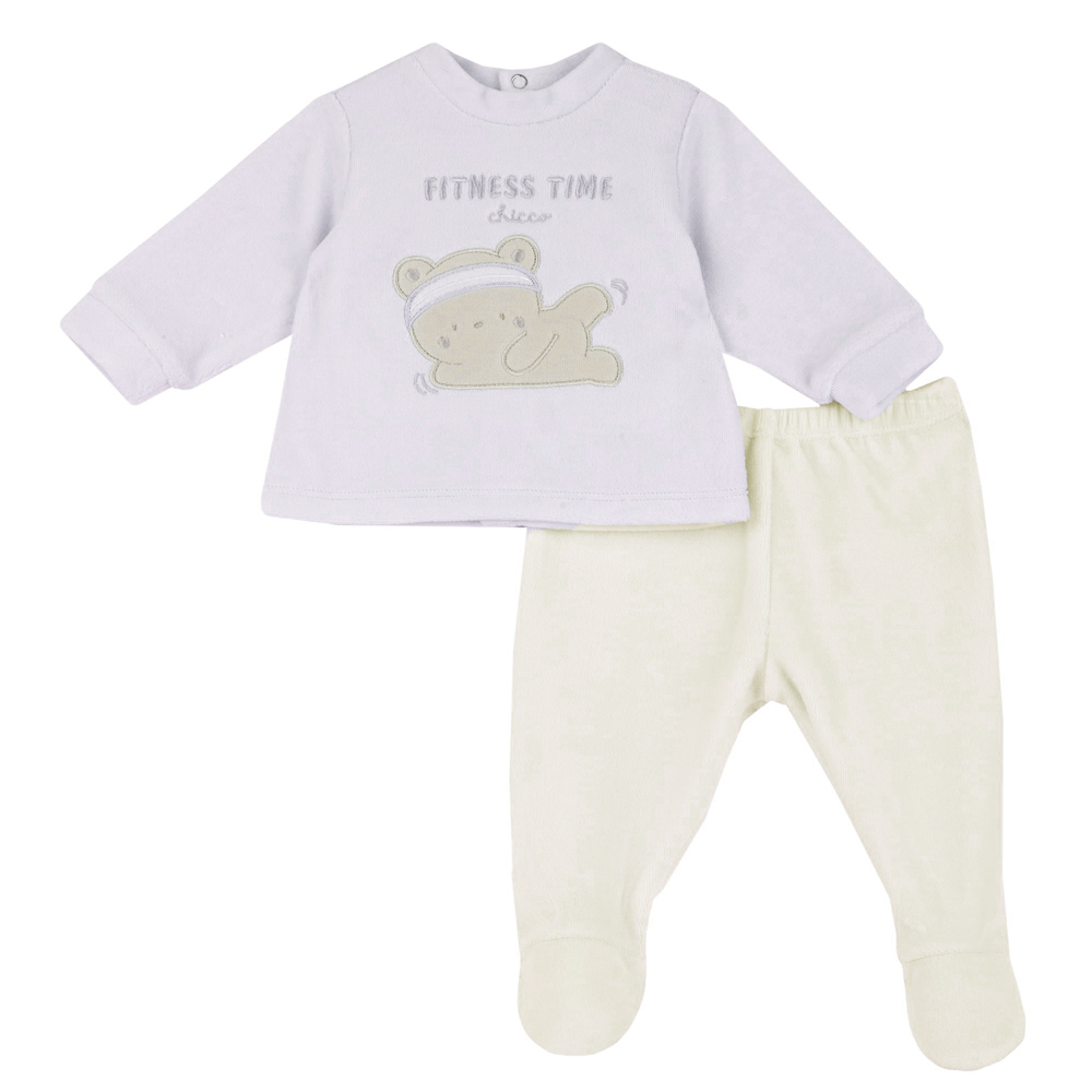 Βρεφικό βελουτέ σετ φορμάκι CHICCO αγόρι - ΕΚΡΟΥ