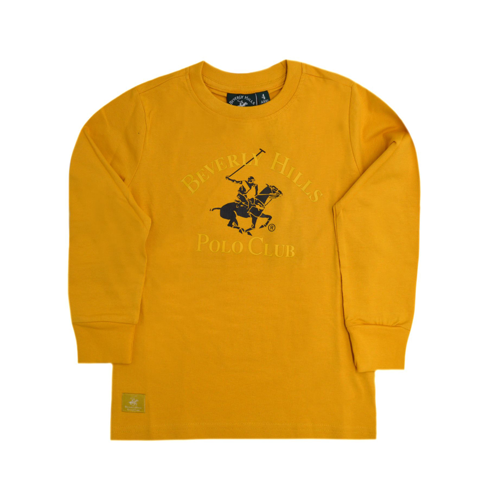 Παιδική μακρυμάνικη μπλούζα BEVERLY HILLS POLO αγόρι - ΜΟΥΣΤΑΡΔΙ