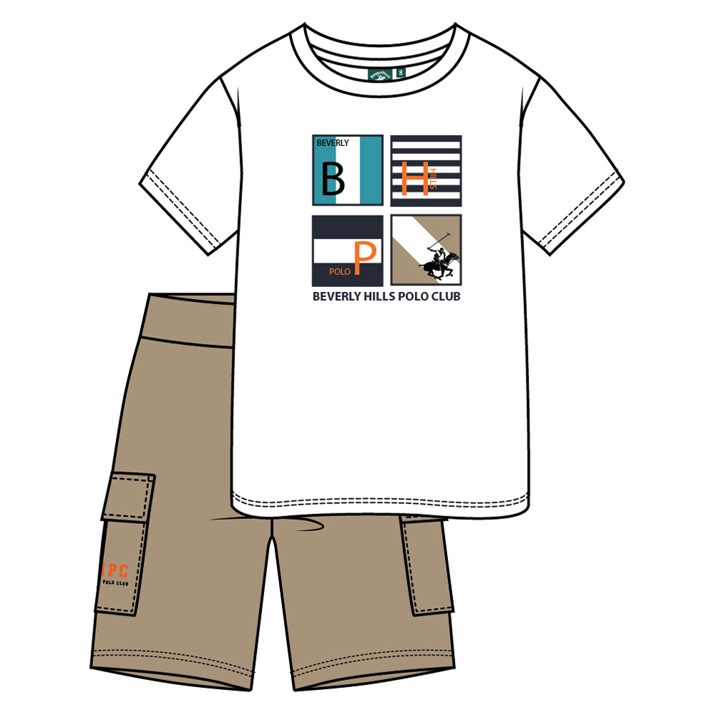 Παιδικό σετ με βερμούδα BEVERLY HILLS POLO αγόρι - ΛΕΥΚΟ