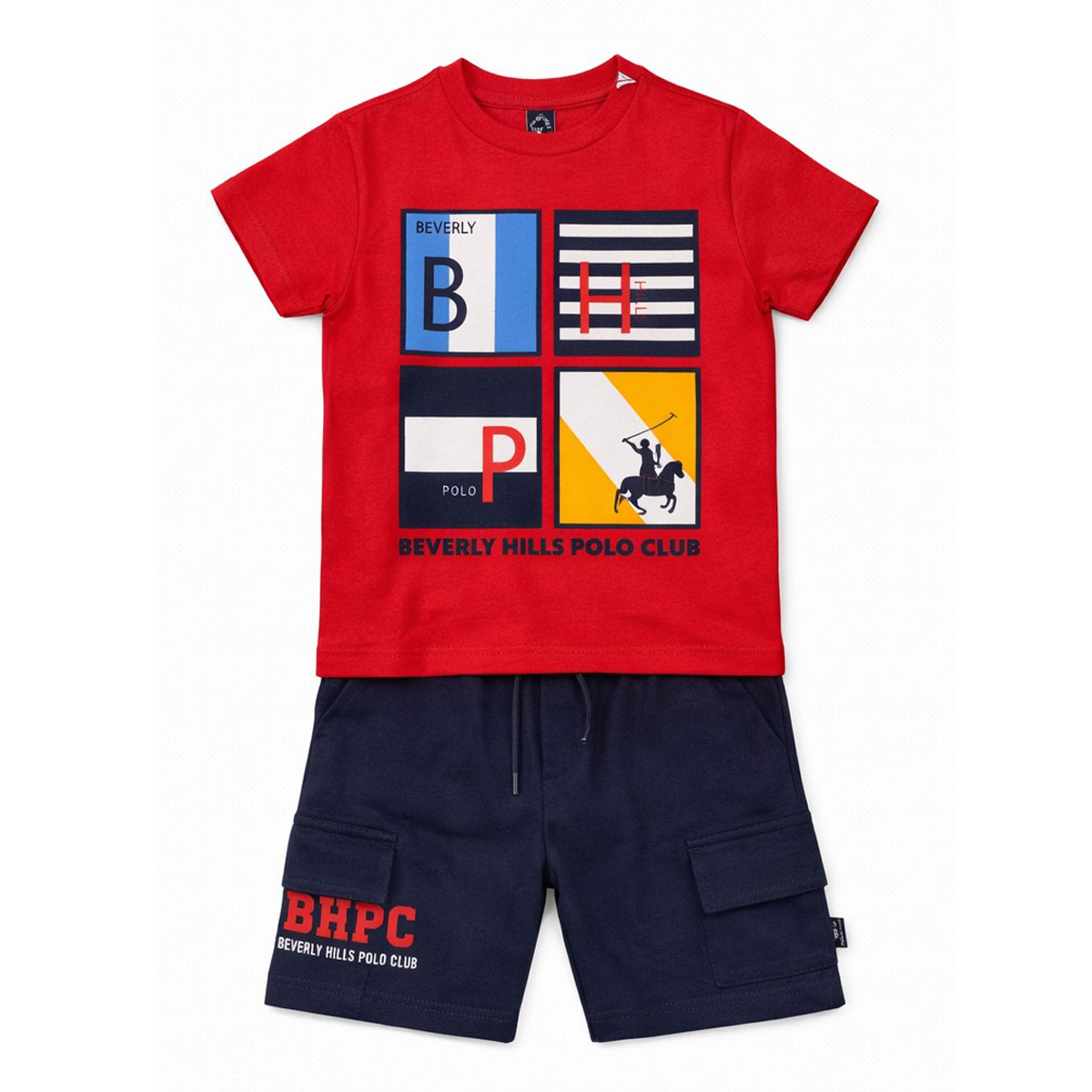 Παιδικό σετ με βερμούδα BEVERLY HILLS POLO αγόρι - ΚΟΚΚΙΝΟ
