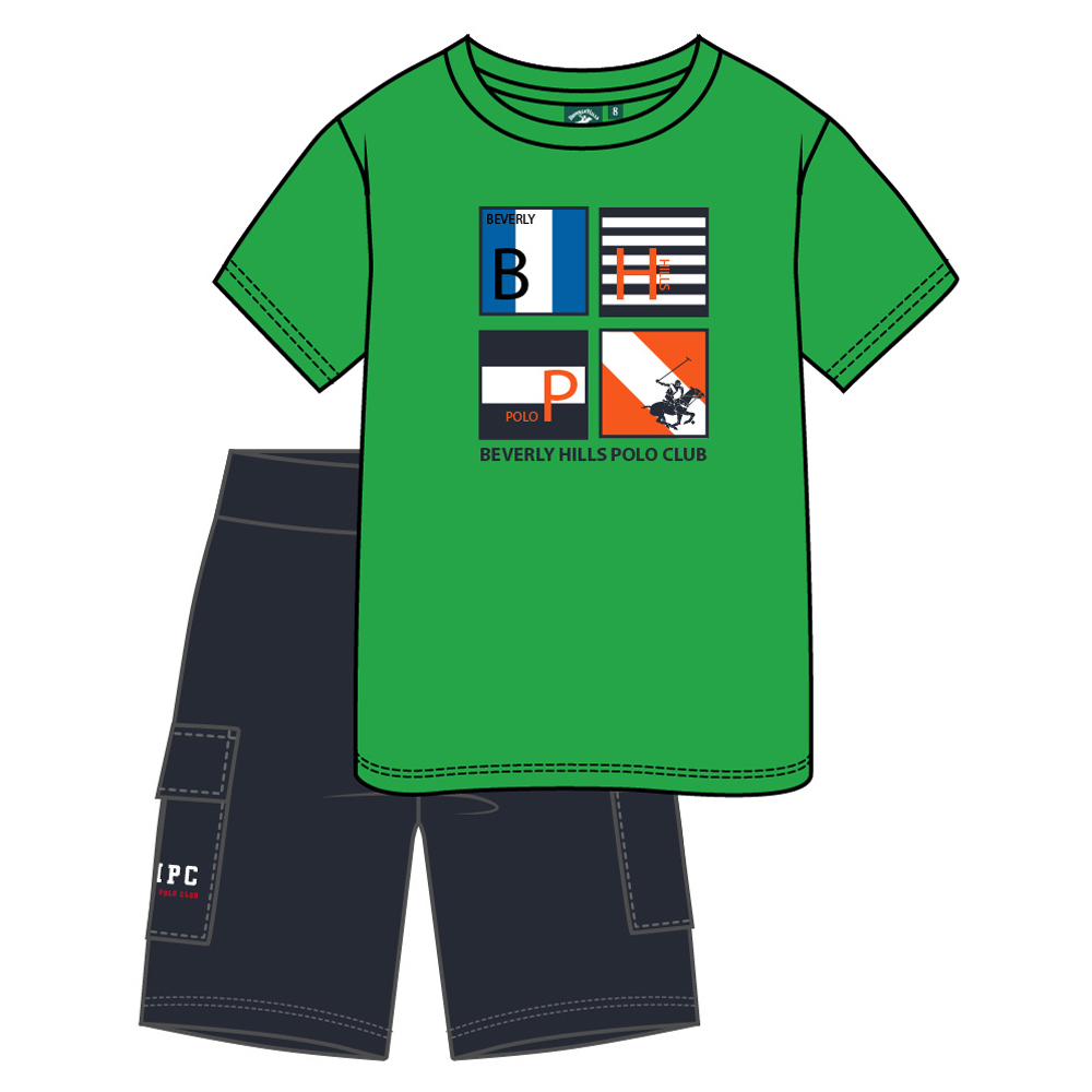 Παιδικό σετ με βερμούδα BEVERLY HILLS POLO αγόρι - ΠΡΑΣΙΝΟ