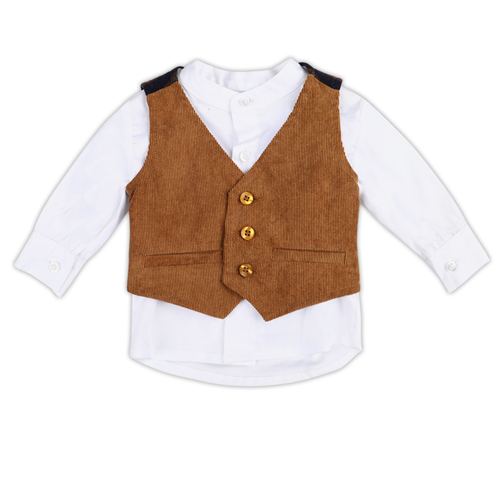 Σετ πουκάμισο με γιλέκο Y CLU - ΚΑΜΕΛ