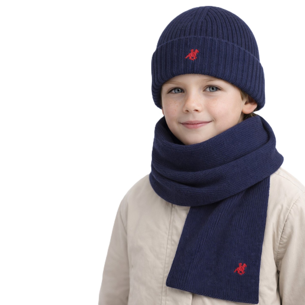 Παιδικό σετ σκούφος με κασκόλ US POLO - NAVY