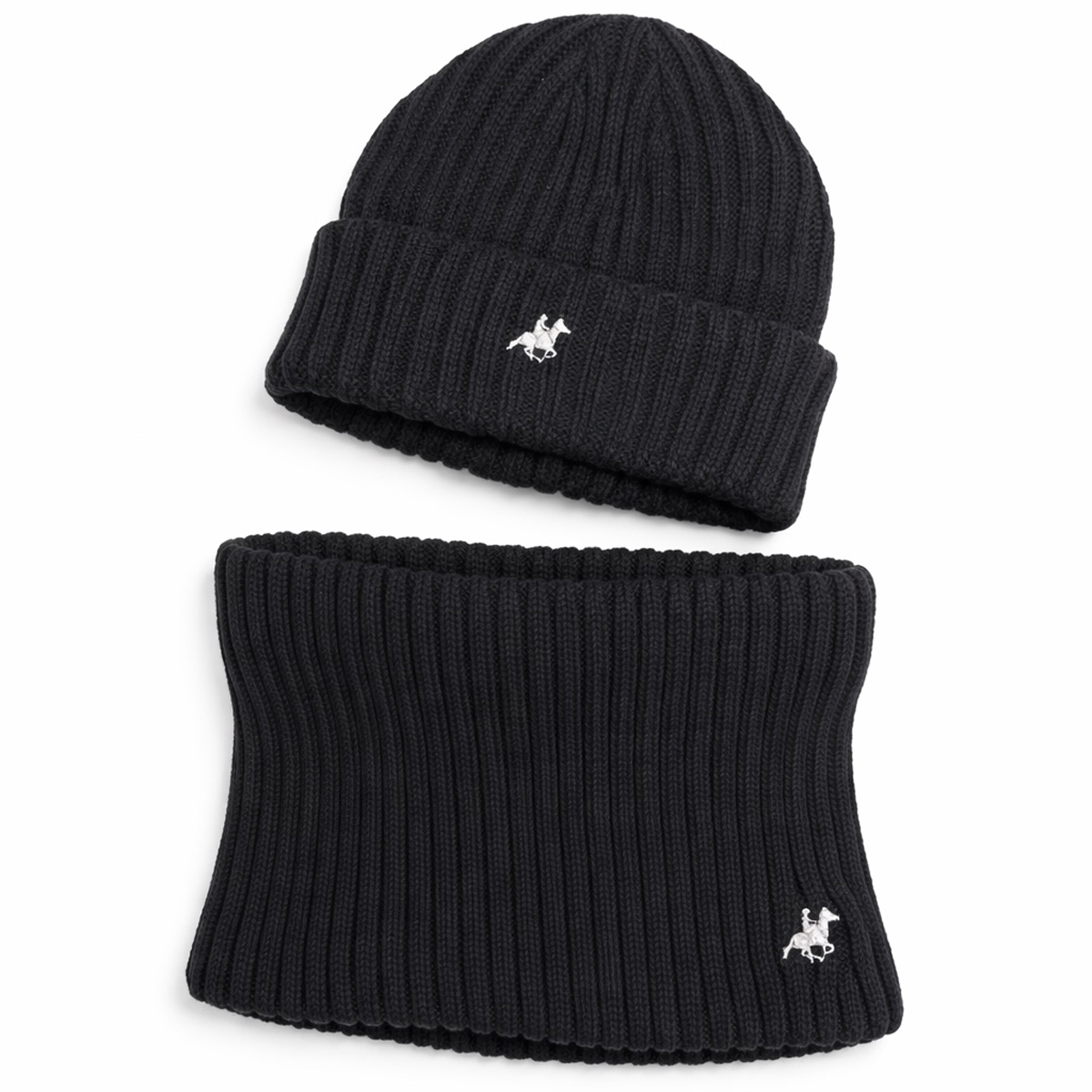 Παιδικό σετ σκούφος με λαιμουδιέρα US POLO αγόρι - ΜΑΥΡΟ