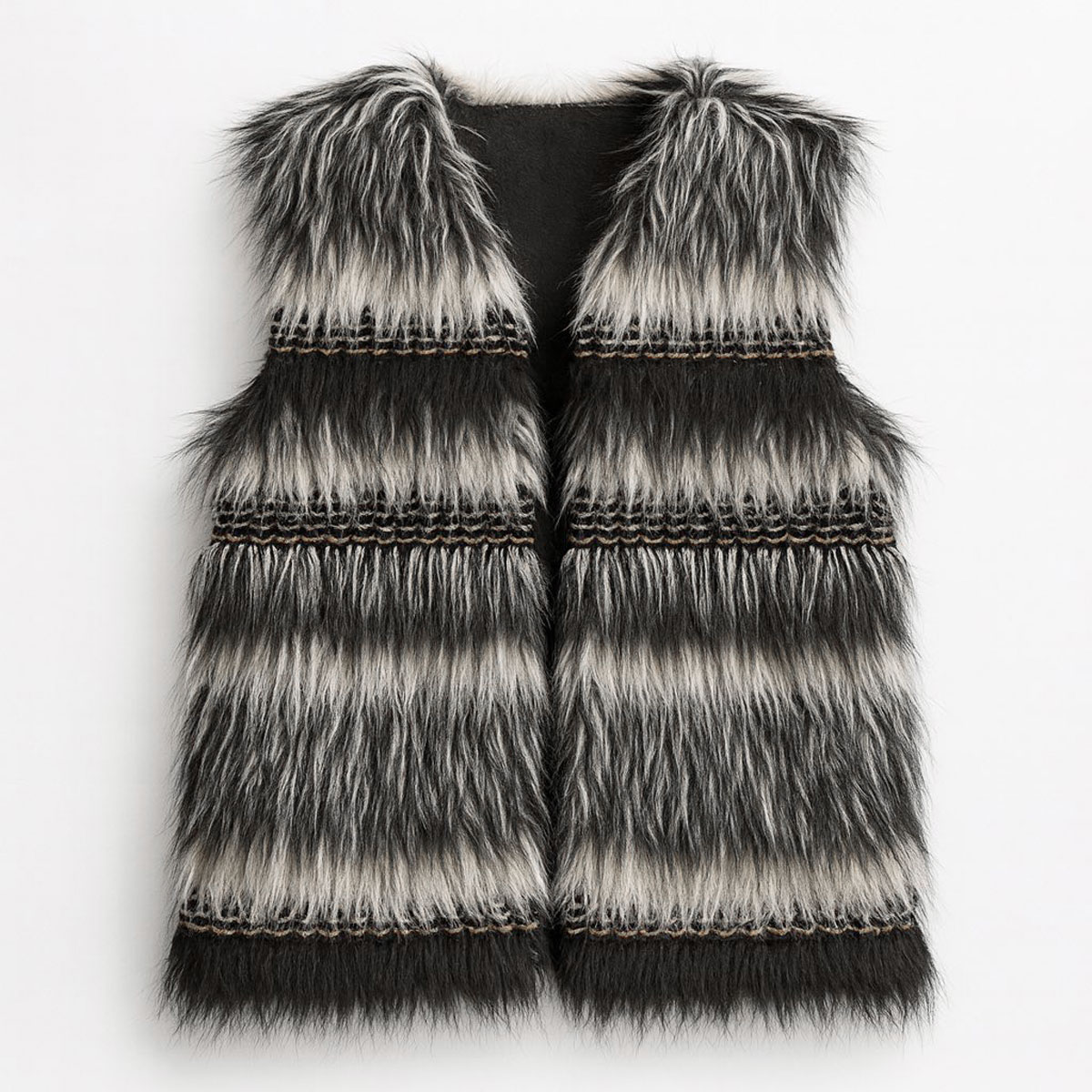 Παιδικό γούνινο γιλέκο GAIALUNA κορίτσι - ΛΕΥΚΟ-ΜΑΥΡΟ