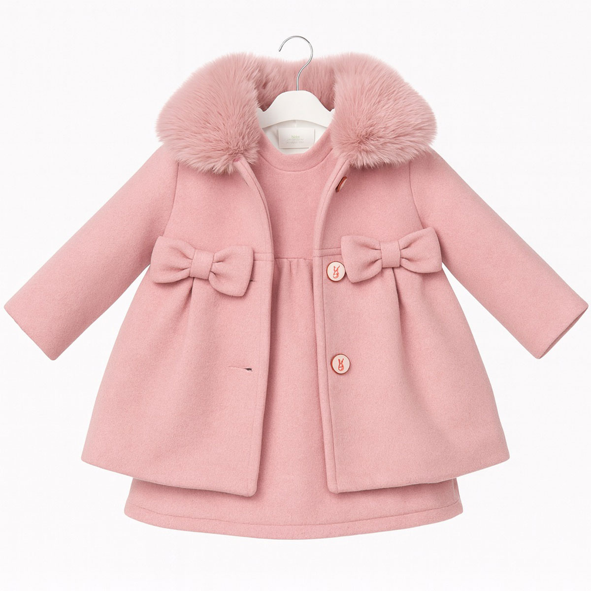 Βρεφικό σετ φόρεμα με παλτό SMILE YES κορίτσι - ΡΟΖ