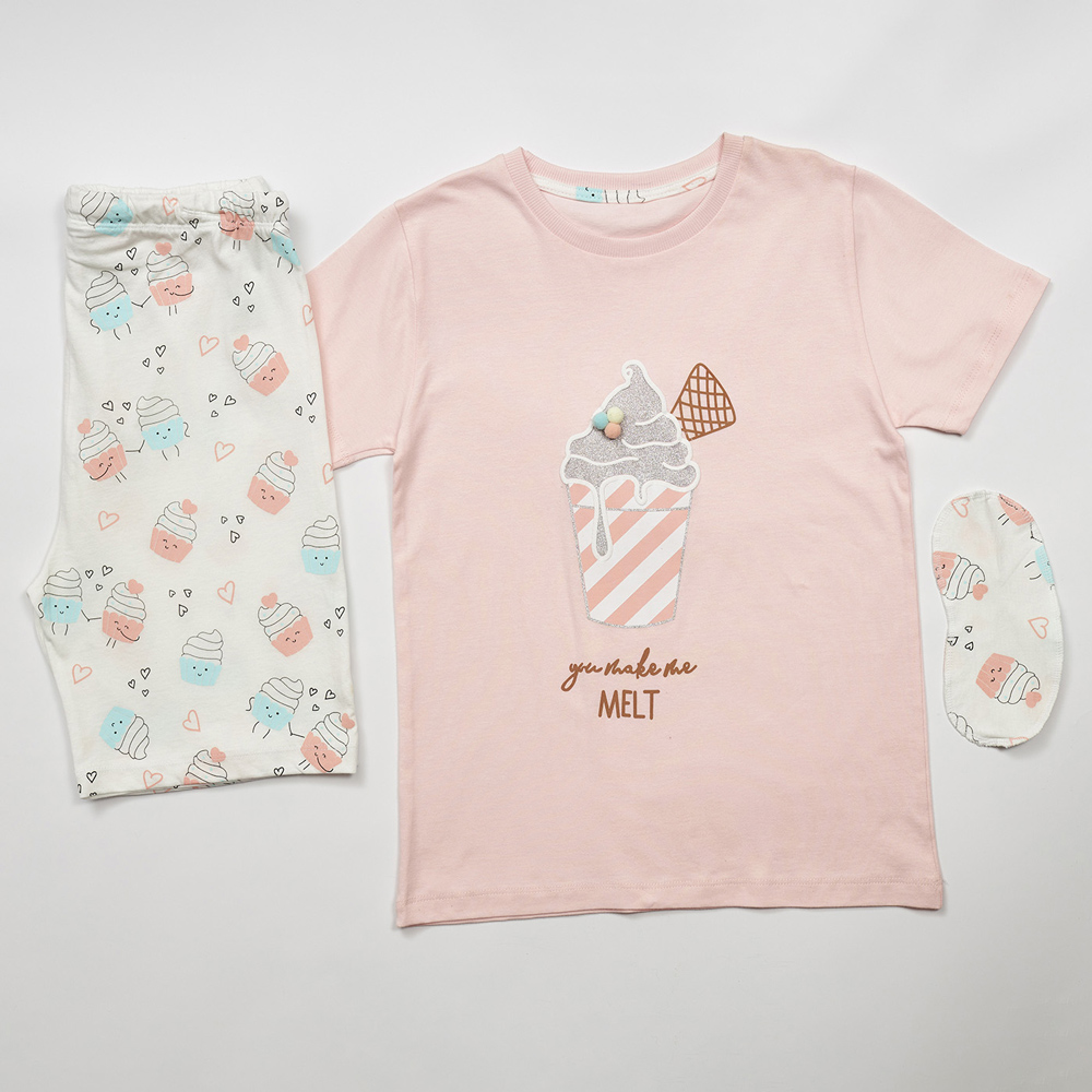 Σετ πιτζάμες ΕΒΙΤΑ με μάσκα ύπνου κορίτσι - ΣΟΜΟΝ