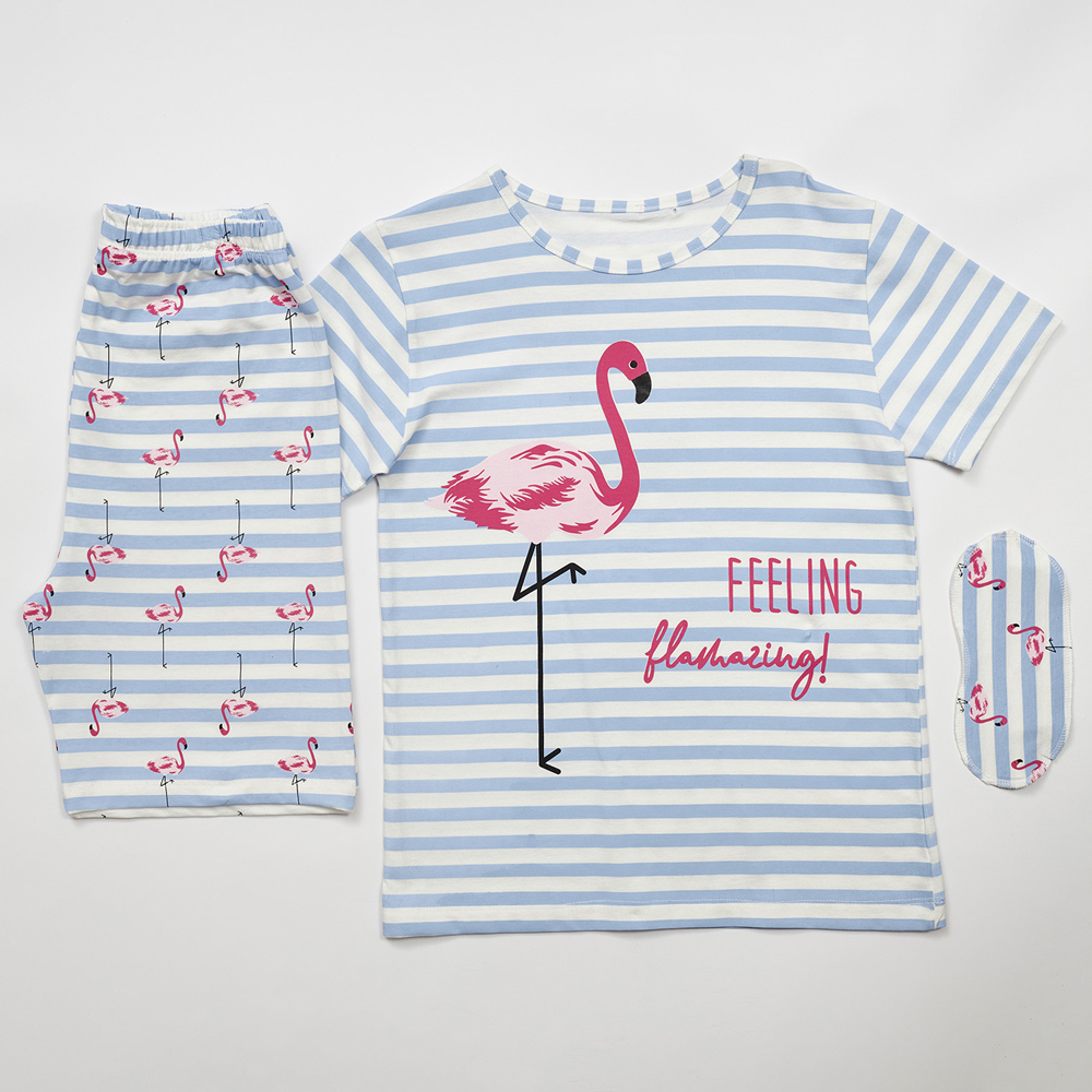 Σετ πιτζάμες ΕΒΙΤΑ με μάσκα ύπνου κορίτσι - ΛΕΥΚΟ-ΜΠΛΕ