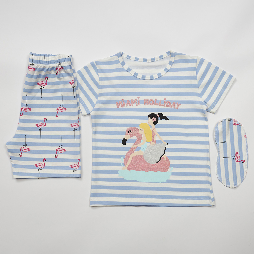 Σετ πιτζάμες ΕΒΙΤΑ με μάσκα ύπνου κορίτσι - ΛΕΥΚΟ-ΜΠΛΕ