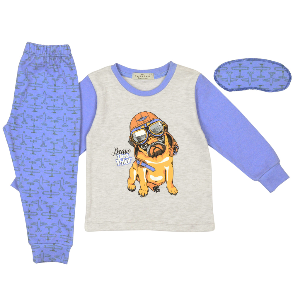 Σετ πιτζάμες HASHTAG - ΓΚΡΙ