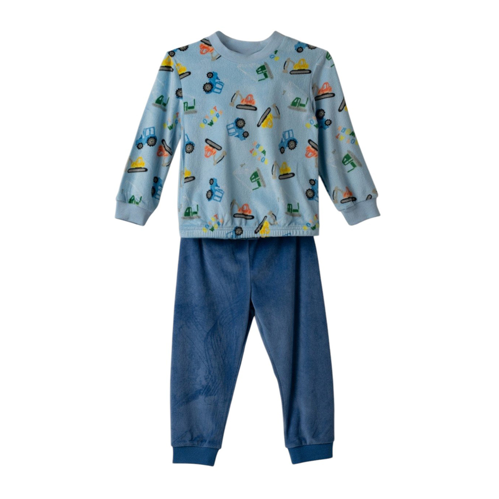 Παιδική πιτζάμα βελουτέ HASHTAG αγόρι - ΓΑΛΑΖΙΟ