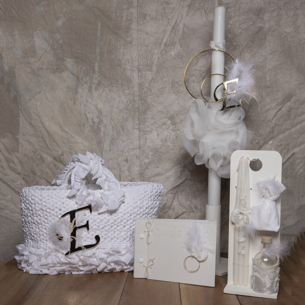 Πακέτο βάπτισης BABY BLOOM 6 τμχ - ΛΕΥΚΟ