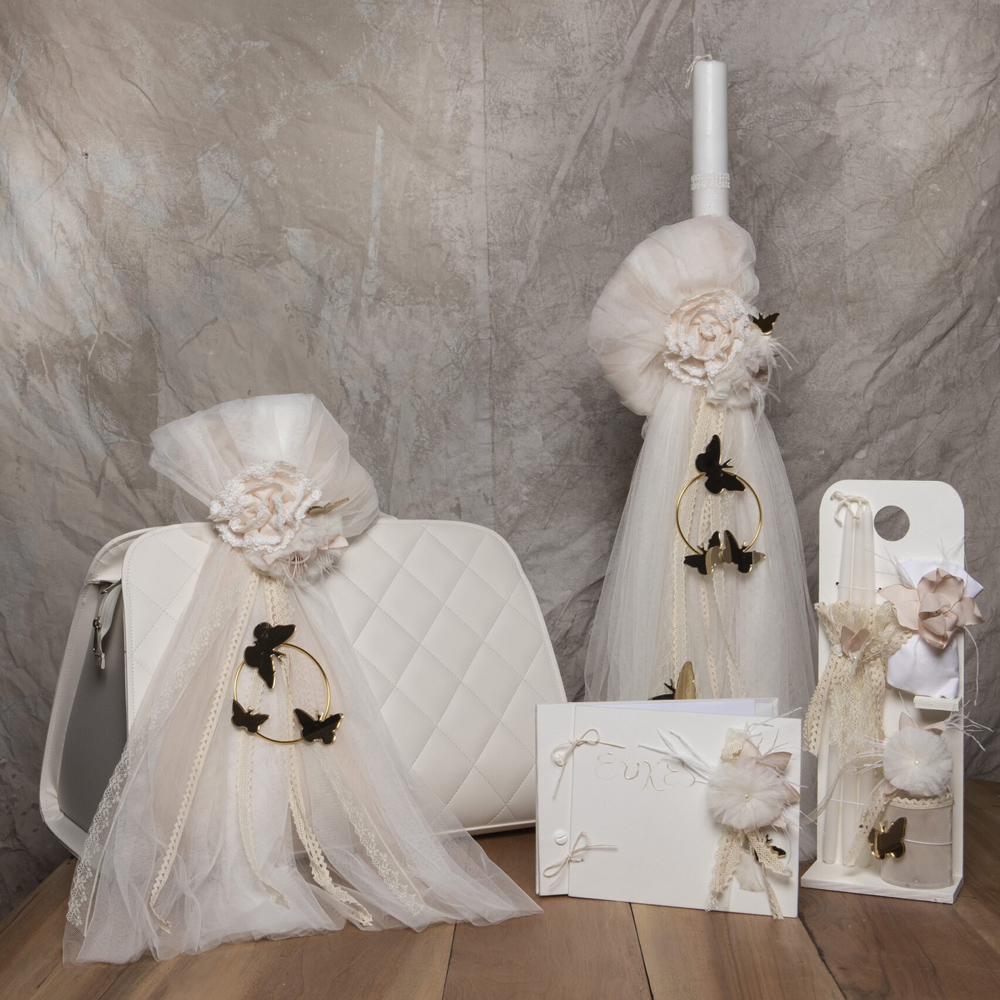 Πακέτο βάπτισης BABY BLOOM 6 τμχ - ΕΚΡΟΥ