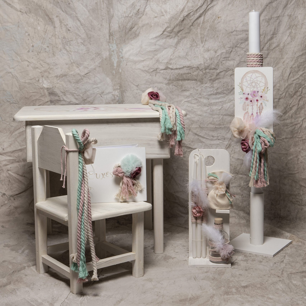 Πακέτο βάπτισης BABY BLOOM 6 τμχ - ΕΚΡΟΥ