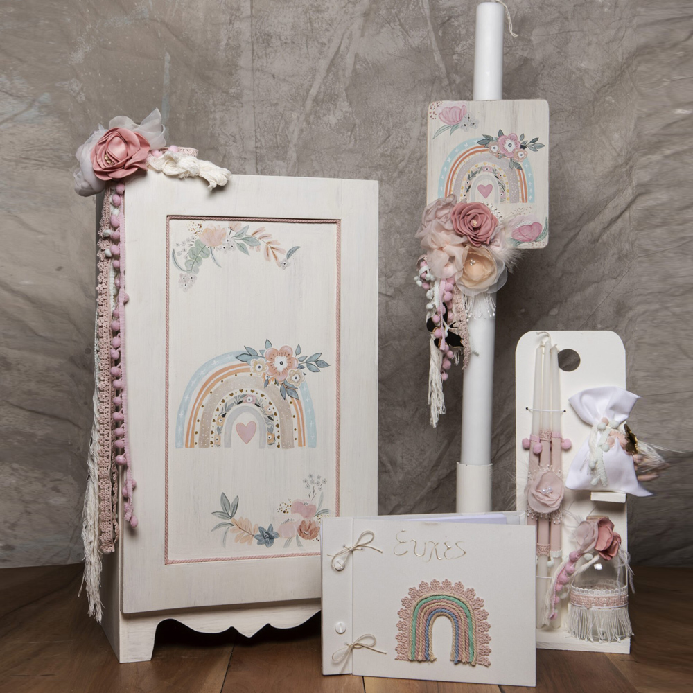 Πακέτο βάπτισης BABY BLOOM 6 τμχ - ΕΚΡΟΥ