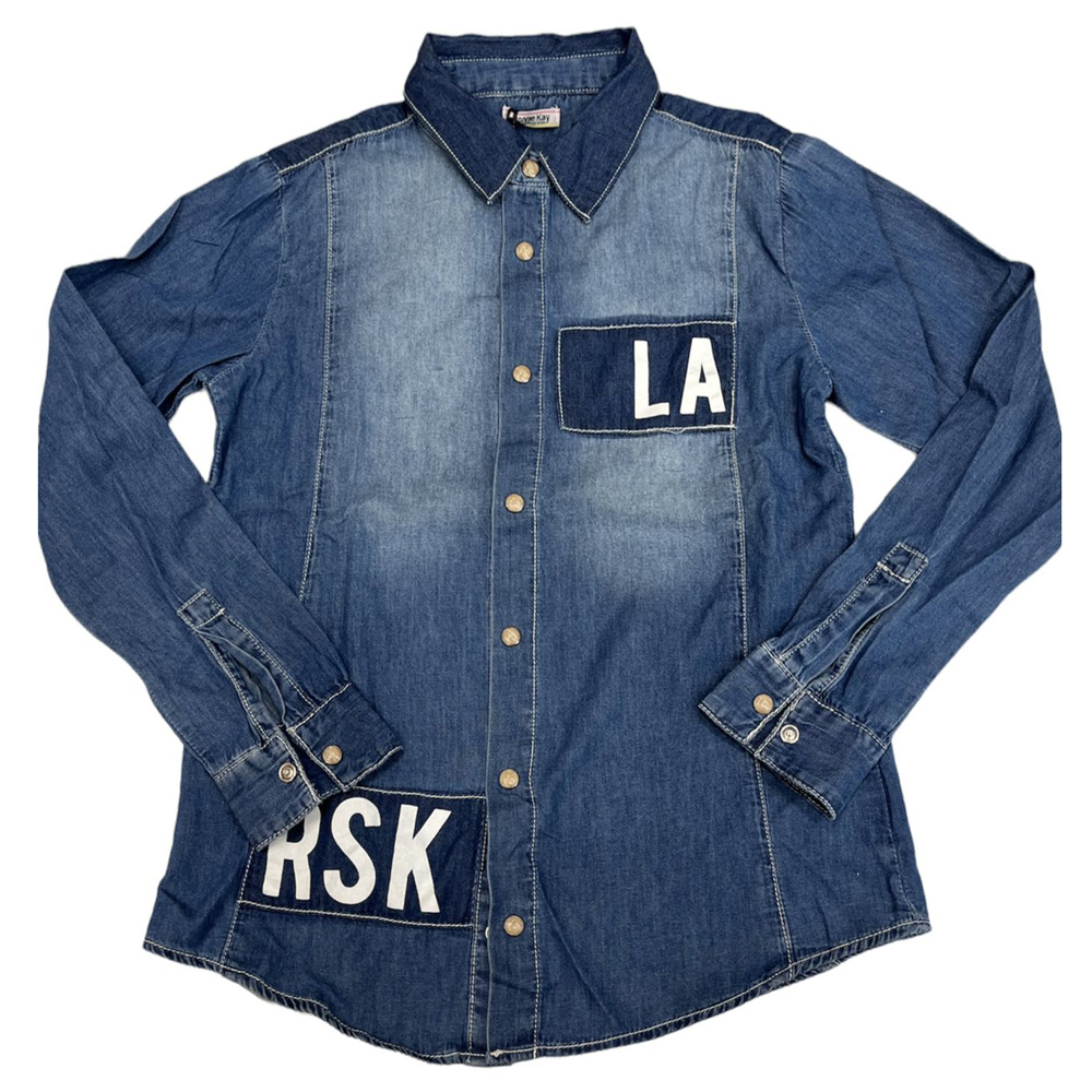 Τζιν πουκάμισο RONNIE KAY - ΜΠΛΕ