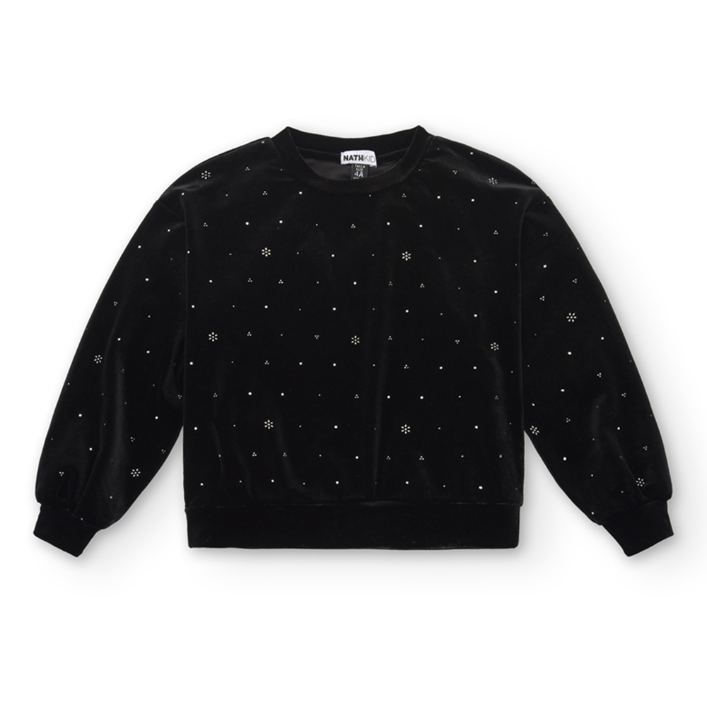 Παιδική βελουτέ μπλούζα NATH KIDS κορίτσι - ΜΑΥΡΟ