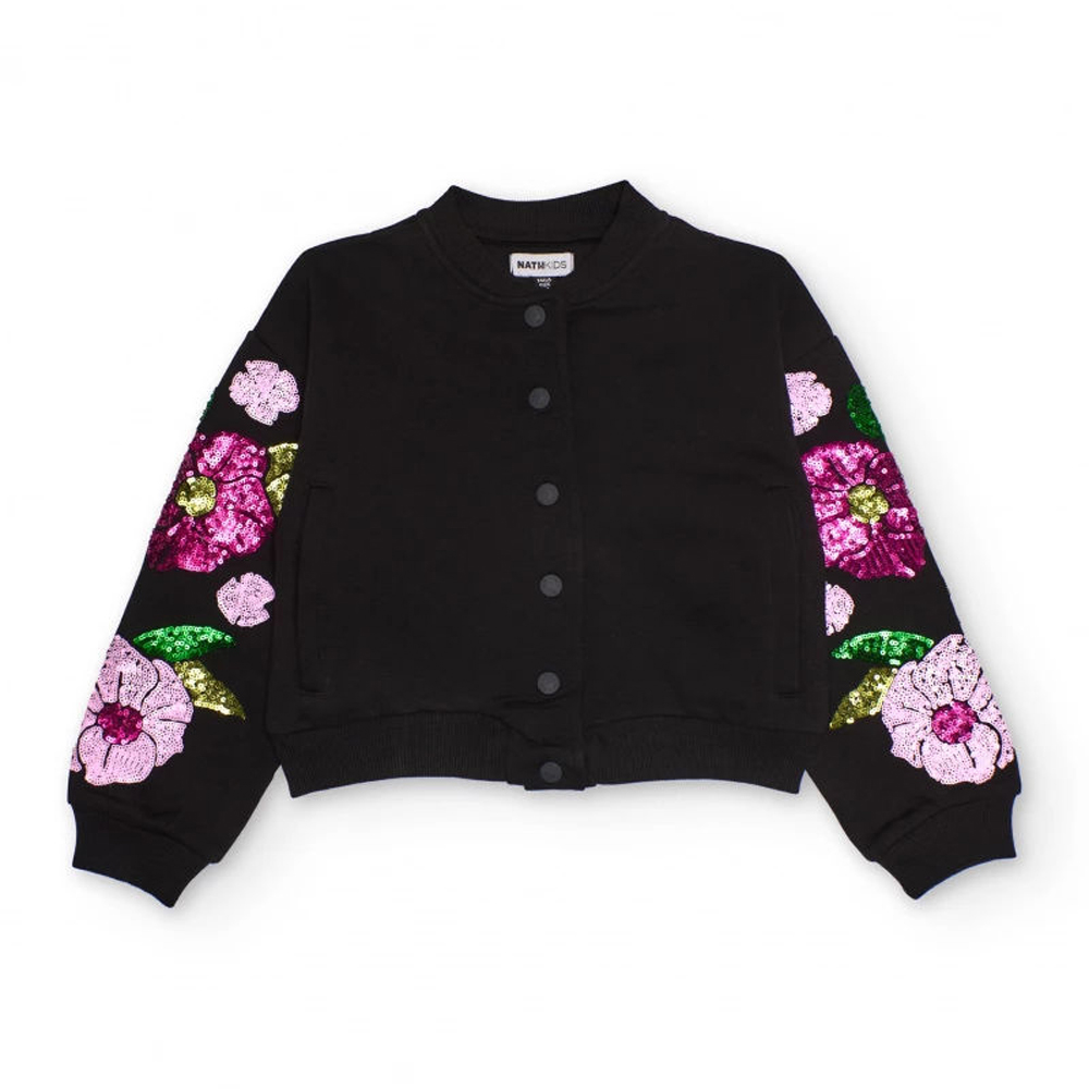 Παιδική πλεκτή ζακέτα NATH KIDS κορίτσι - ΜΑΥΡΟ