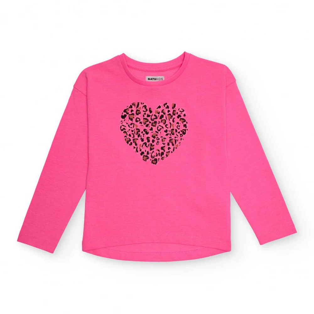 Παιδική μακρυμάνικη μπλούζα NATH KIDS κορίτσι - ΦΟΥΞΙΑ