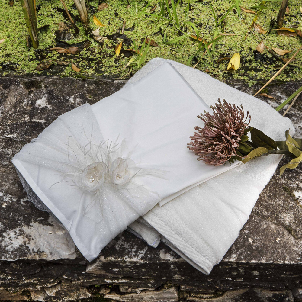 Βαπτιστικό λαδόπανο BABY BLOOM - ΛΕΥΚΟ